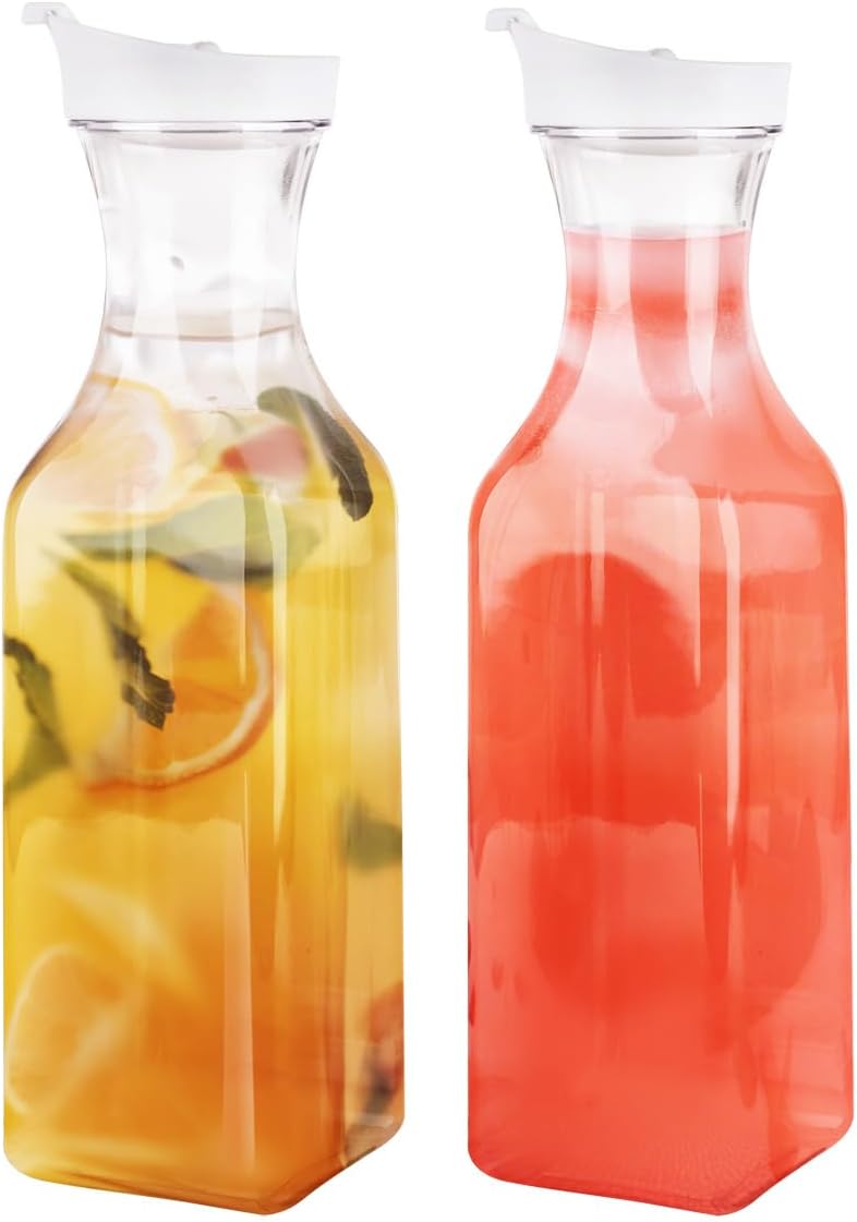 Pour Spout Pitcher - 50 oz Plastic Carafe with Lid