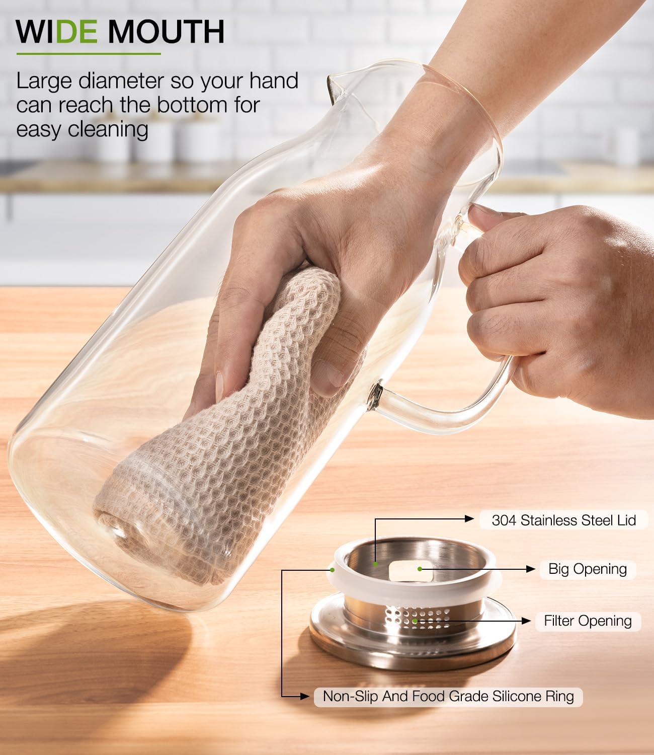 68oz Borosilicate Glass Pitche - Pour Spout Pitcher recensione e prezzo