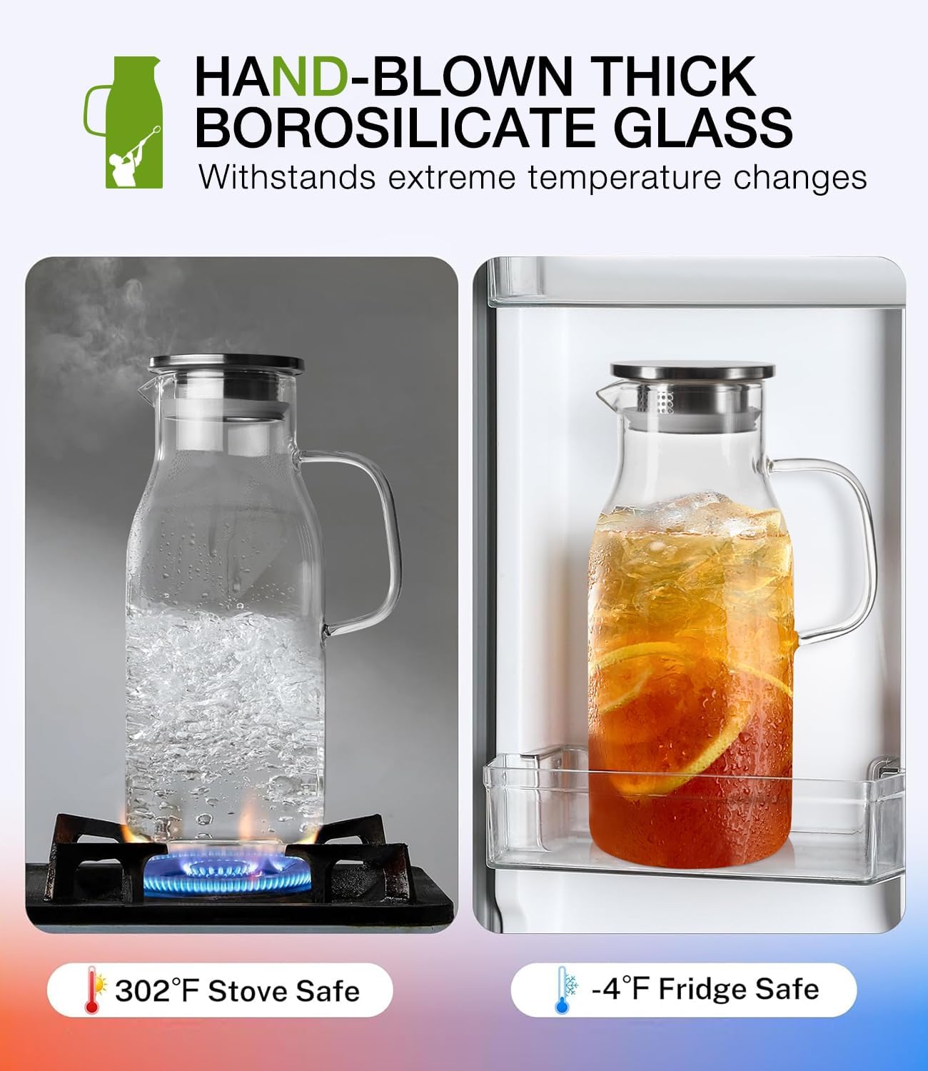 68oz Borosilicate Glass Pitche - Pour Spout Pitcher recensione e prezzo