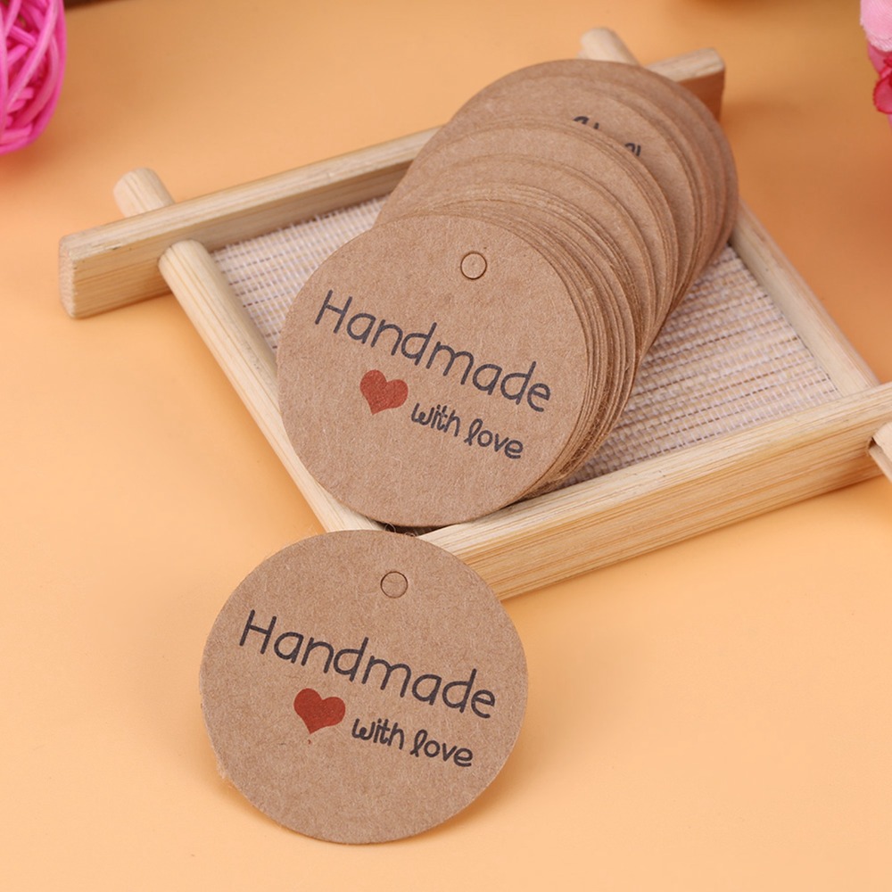 100pcs Price Tag Brown Handmad - Kraft Hang Tag recensione e prezzo