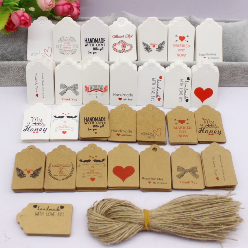 100pcs+100string 3x5cm white/k - Kraft Hang Tag recensione e prezzo