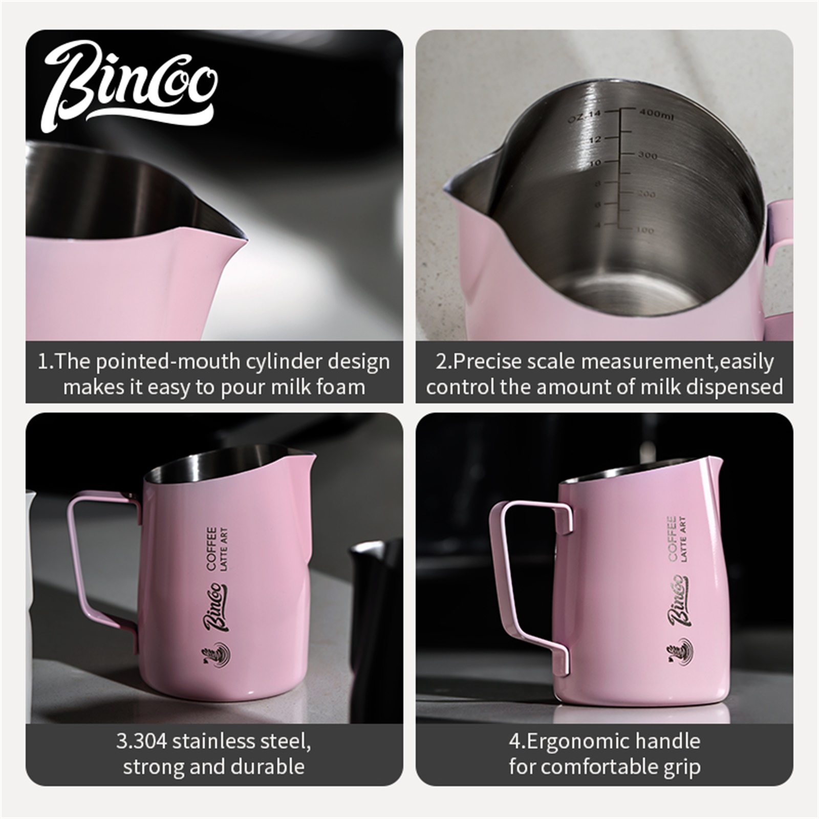 Bincoo Professional 420ml Milk - Pour Spout Pitcher recensione e prezzo