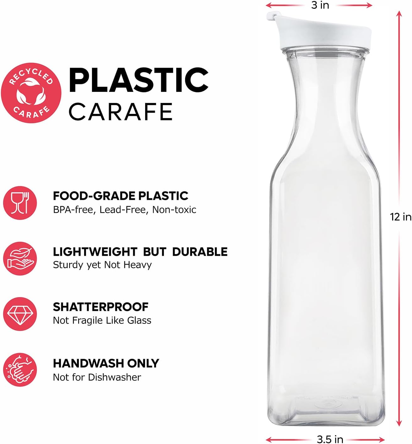 50 oz Plastic Carafe with Lid  - Pour Spout Pitcher recensione e prezzo
